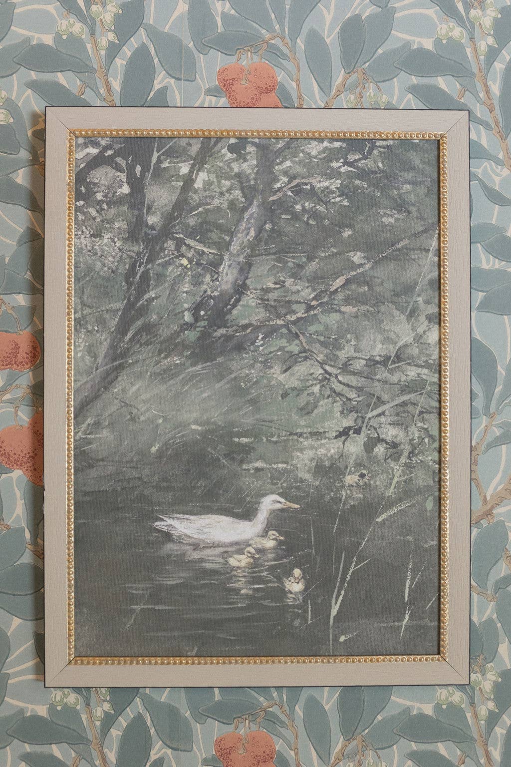 Duck & Ducklings Framed Antique Art