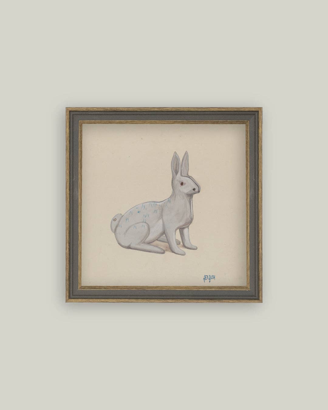 White Rabbit Framed Antique Art