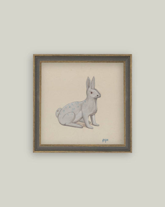 White Rabbit Framed Antique Art