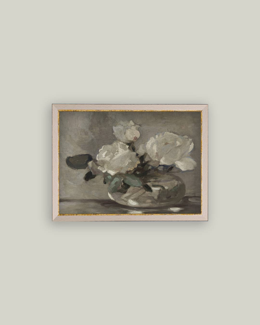 White Rose Vase Framed Antique Art