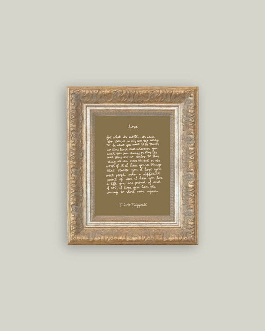 Hope Script Framed Antique Print