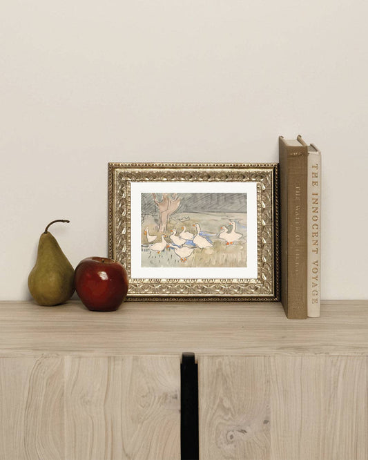 Spring Geese Framed Antique Art