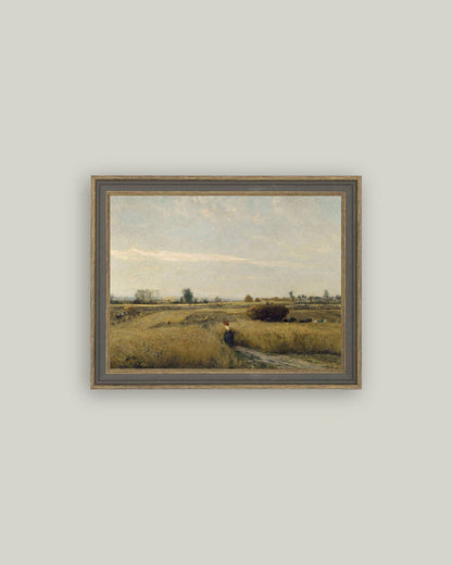 Harvest Landscape Framed Antique Art