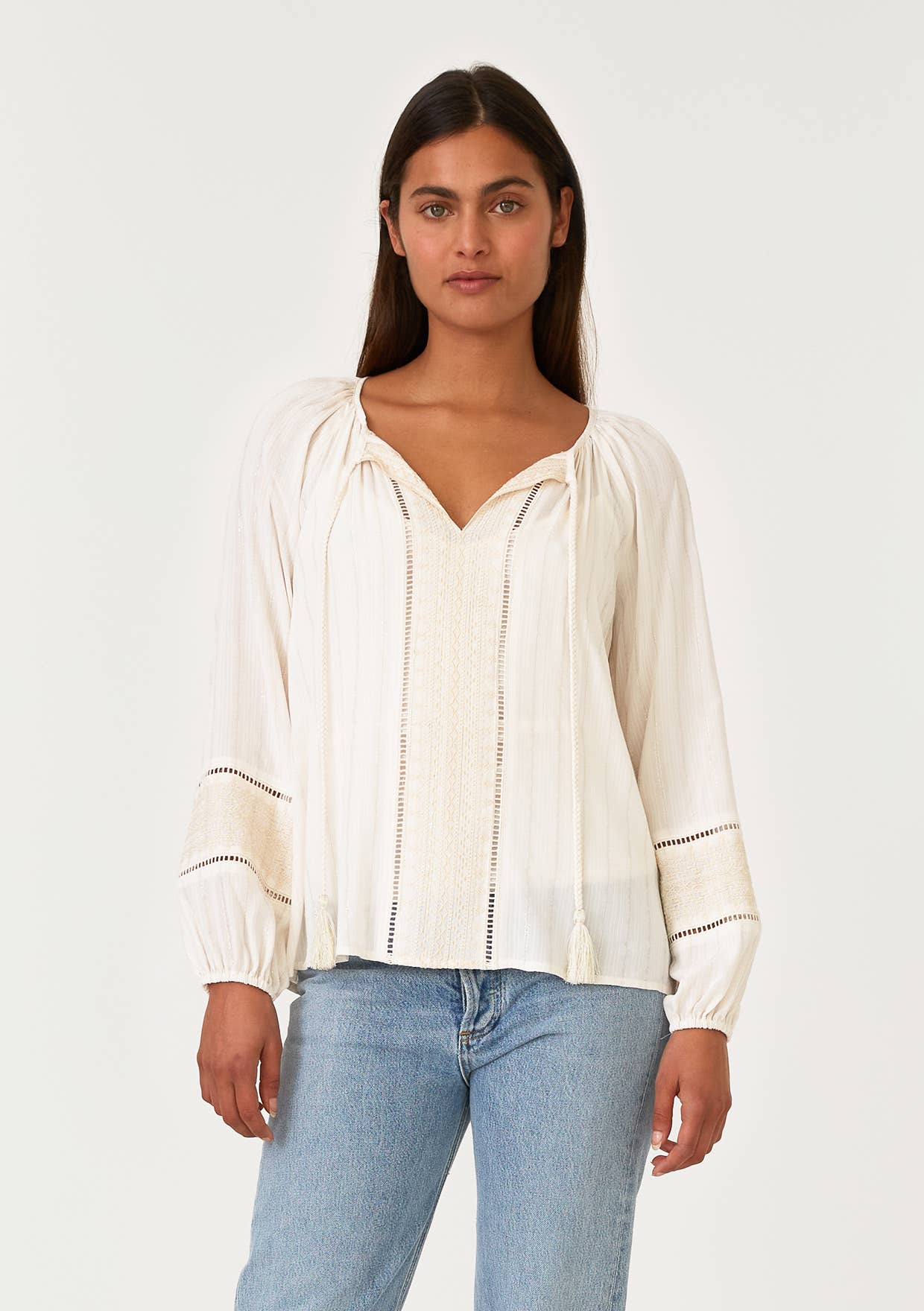 Pinstripe Peasant Blouse