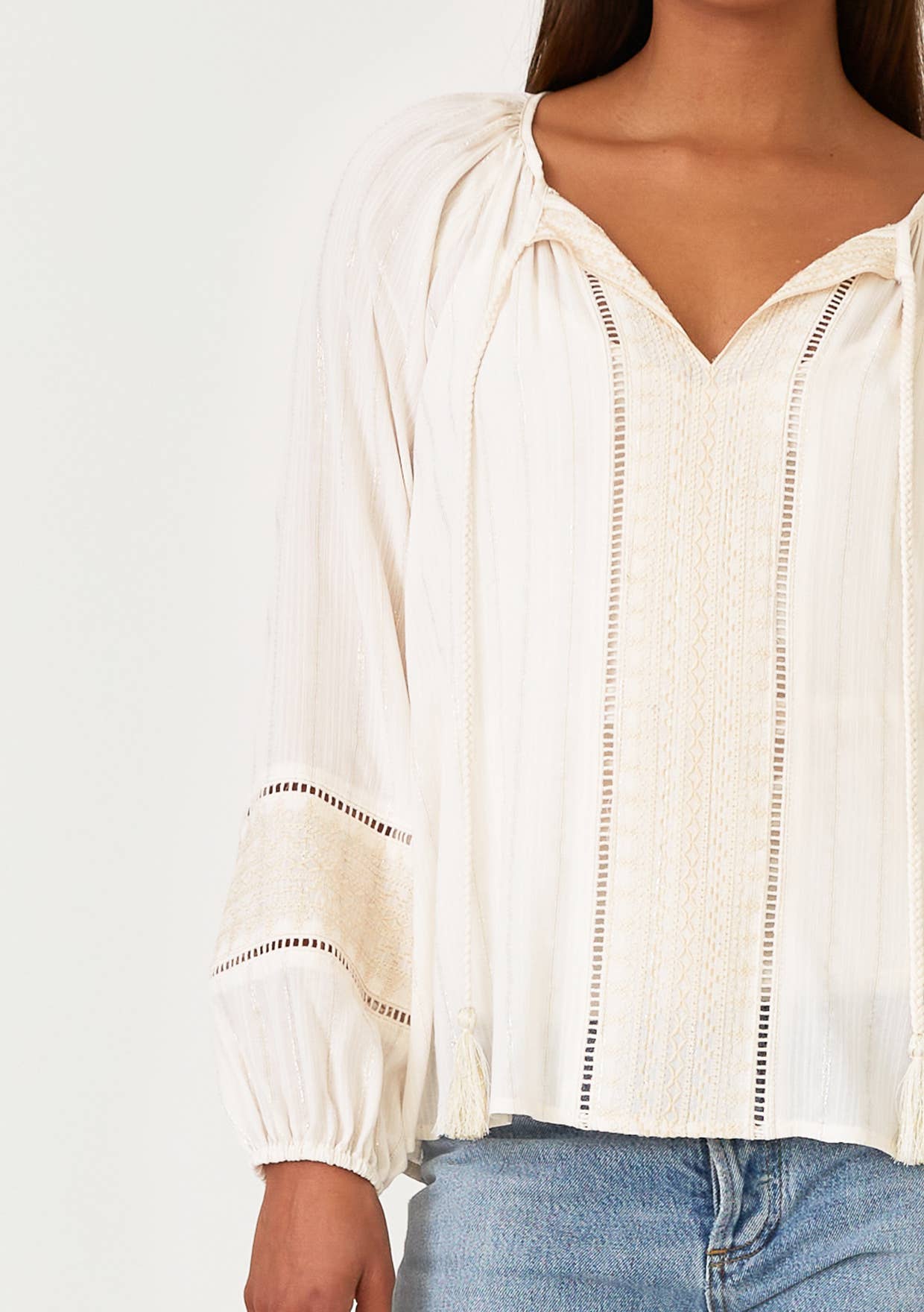 Pinstripe Peasant Blouse