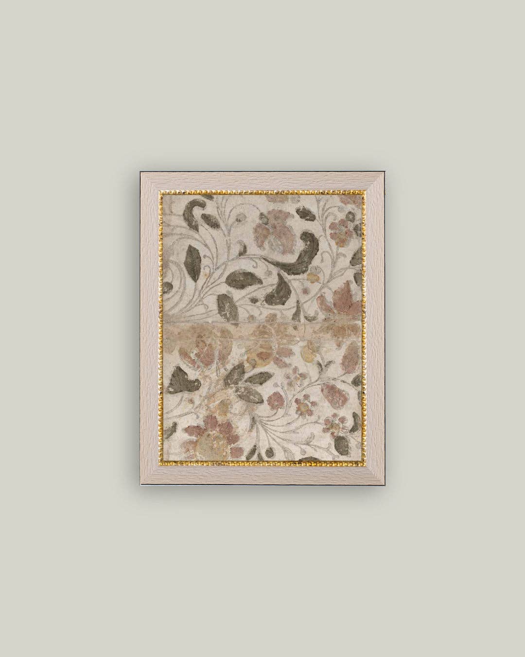 Muted Floral Pattern Framed Antique Art