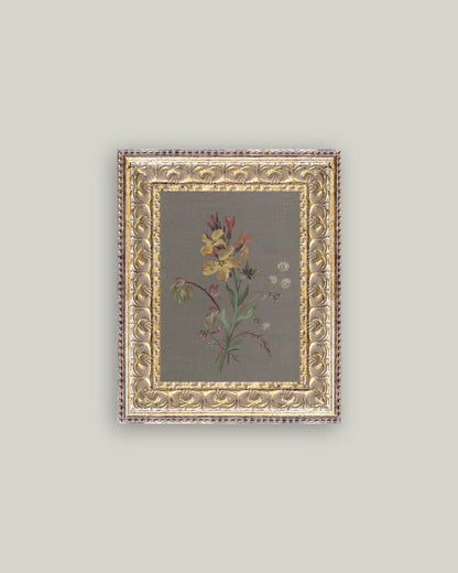 French Wildflowers Framed Antique Art